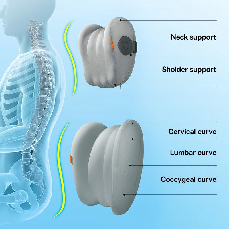 Car Neck Pillow and Lumbar Cushion – 3D Memory Foam Seat Support for Travel and Everyday Comfort