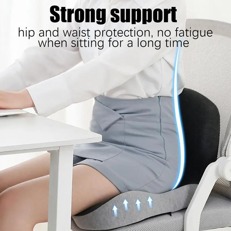 Memory Foam Car Seat Cushion – Ergonomic Driving Support for Semi-Trucks, Cars, and Office Chairs - Delicate Leather