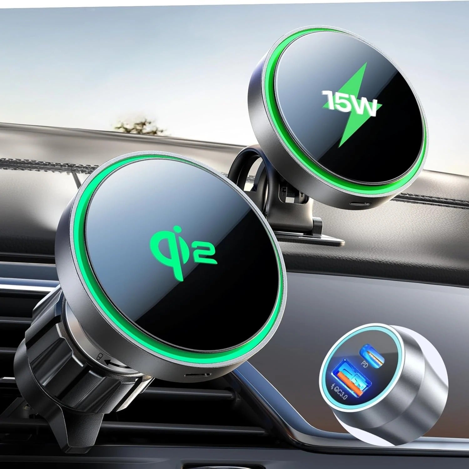 15W Magnetic Wireless Car Charger – MagSafe Phone Holder for iPhone 12/13/14/15/16 Pro Max