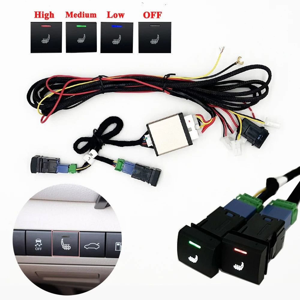 Car Seat Heater Kit for 2 Seats - Carbon Fiber/Alloy Wire Heating Pads with 3-Level Switch