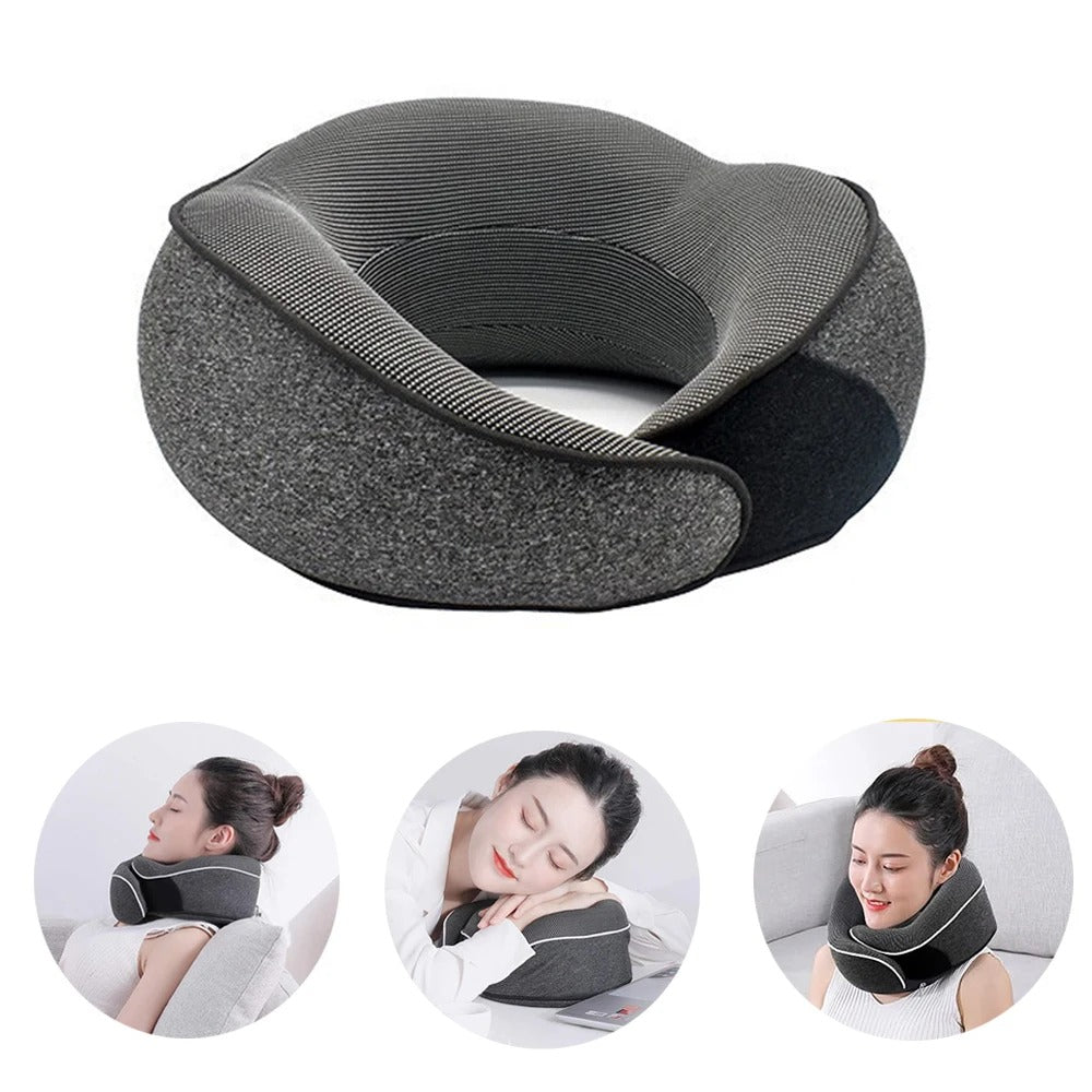 Portable U-Shaped Memory Foam Neck Pillow – Cervical Support for Travel, Noon Breaks, and Camping - Delicate Leather