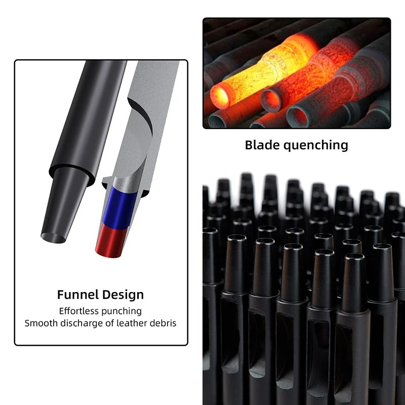 Plating Titanium Leather Hollow Punching Tool Set - Round Hole Puncher for DIY Crafts - Delicate Leather