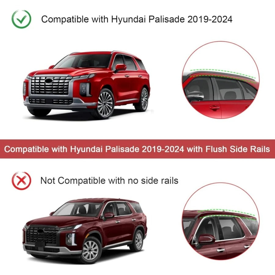 Lockable Roof Rack Cross Bars for Hyundai Palisade (2019-2024) - Aluminum Roof Rail Cargo Carrier - Delicate Leather