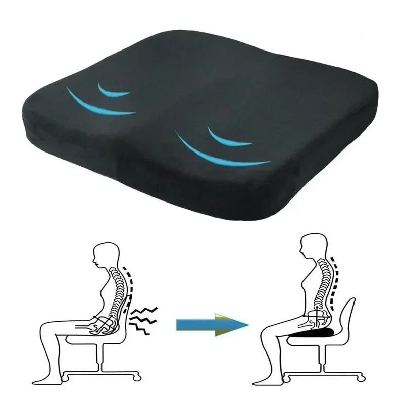 Orthopedic Memory Foam Seat Cushion – Sciatica and Back Pain Relief for Office Chairs & Car Seats - Delicate Leather