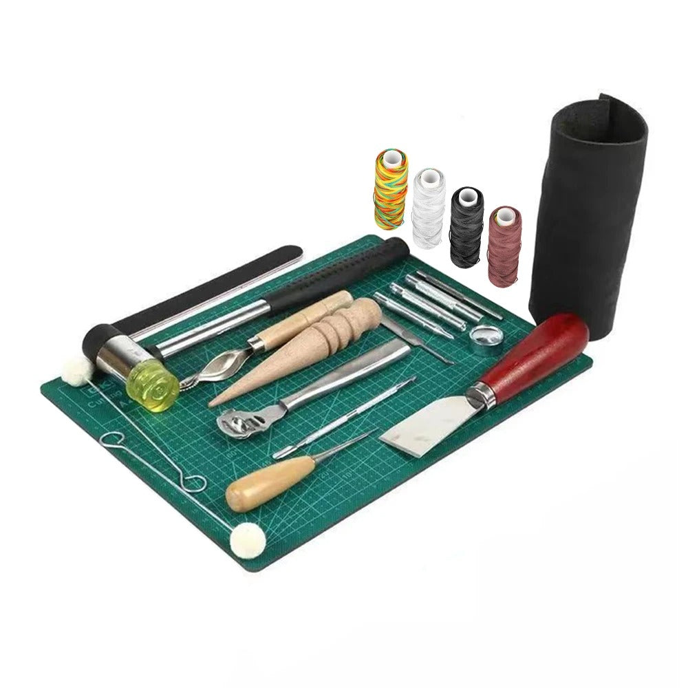 69-Piece Professional Leather Craft Tools - Saddle Groover Kit for DIY Carving, Stitching, and Punching - Delicate Leather