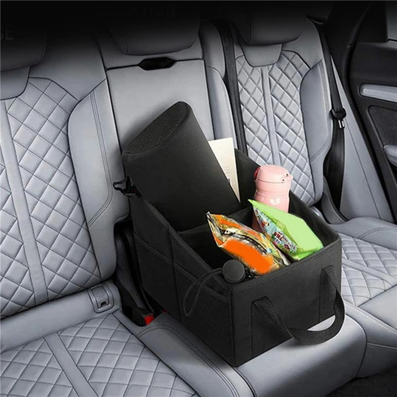 High-Capacity Black Car Trunk Organizer – Space-Saving Storage Box for Car Seats and Trunks