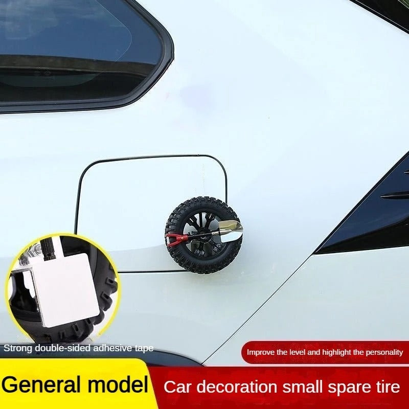 Mini Decorative Spare Tire – Creative Off-Road Trunk Decoration for Cars - Delicate Leather