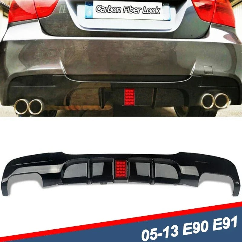 Rear Bumper Diffuser with LED Brake Light for BMW 3 Series E90/E91 (2006-2012) – M-Tech Bumper - Delicate Leather