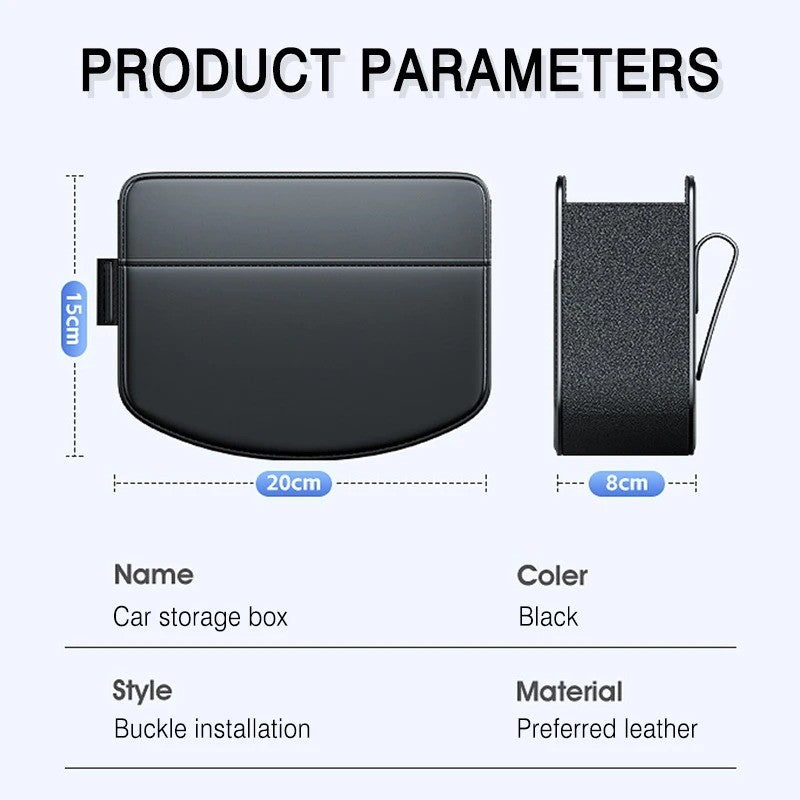 PU Leather Car Door Storage Box – Universal Interior Organizer Bag for Drinks, Waste, Cards, Keys & Sunglasses | Clip-On Auto Accessory - Delicate Leather