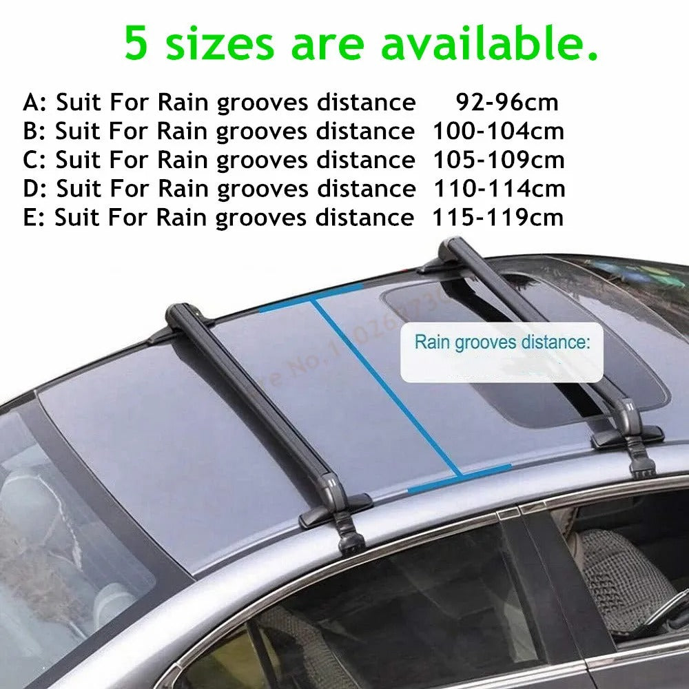 Universal Car Roof Mounting Rack Rail Bar - Black Aluminum Luggage Carrier with Lock - Delicate Leather