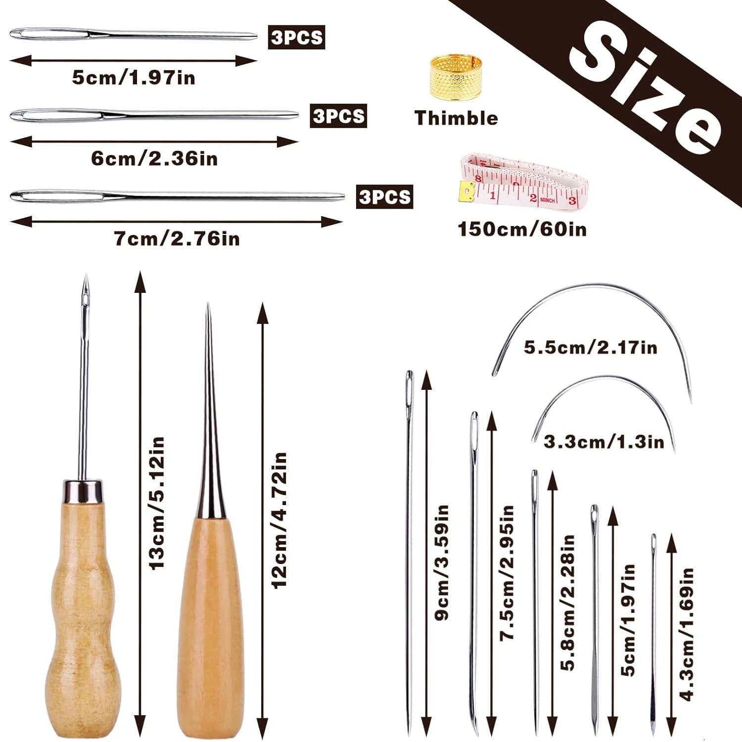 Leather Sewing Kit with Needles, Waxed Thread, and Sewing Tools - DIY Leather Craft Kit for Hand Stitching and Repairs - Delicate Leather