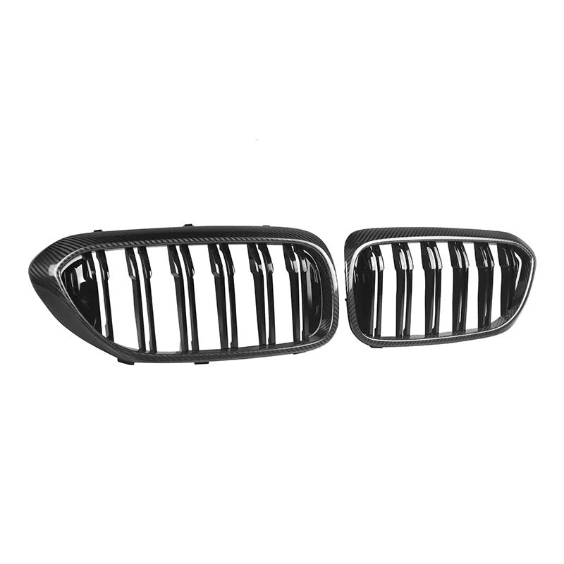 Real Carbon Fiber 2-Slat Front Kidney Grille for BMW 5 Series G30/G31 & F90 M5 (2017-2019 Pre-LCI) - Delicate Leather