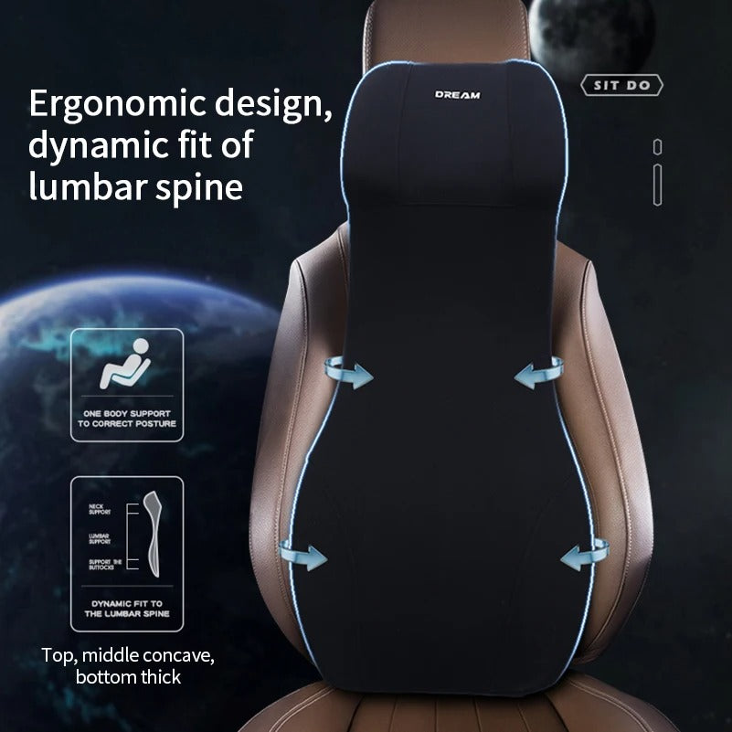 Car Leather Headrest and Lumbar Support Pillow - Memory Foam Neck and Back Cushion for Ultimate Comfort