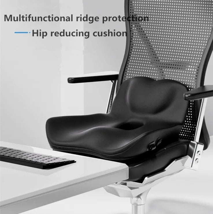 Memory Foam Massage Seat Cushion – Coccyx Support for Office, Car, and Desk Chairs - Delicate Leather