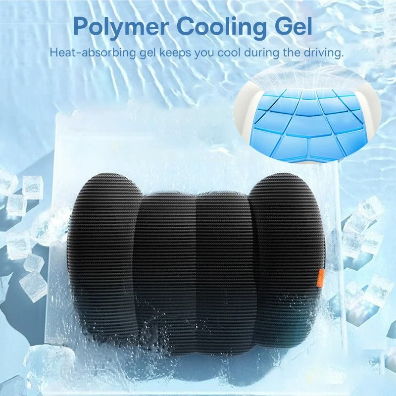 Car Headrest Neck and Waist Pillow – Cooling Gel Lumbar Cushion with Ergonomic Design for Superior Support - Delicate Leather