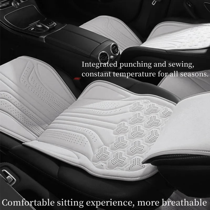 Suede Saddle Pad Car Seat Cushion – Anti-Slip Breathable Protector for Front Seats - Delicate Leather
