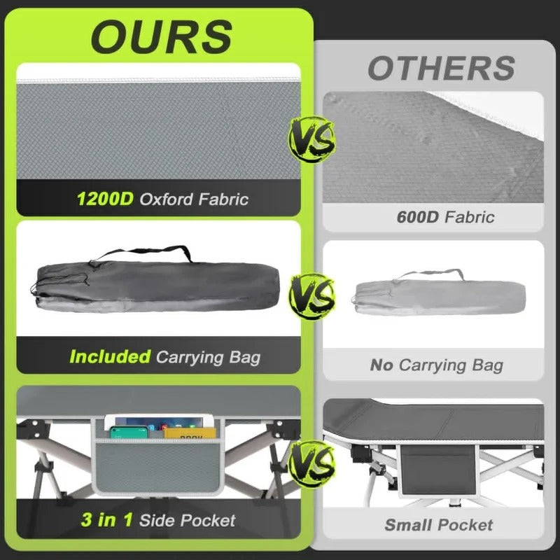 Camping Cot – Portable Folding Bed for Adults with 1200D Double-Layer Oxford Fabric - Delicate Leather