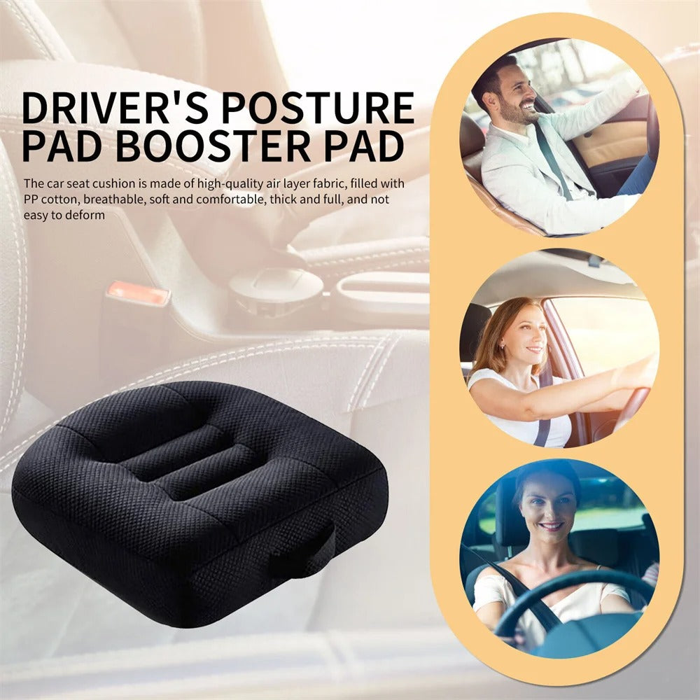 Portable Car Seat Booster Cushion - Heightening Driver Seat Pad for Enhanced Field of View - Delicate Leather