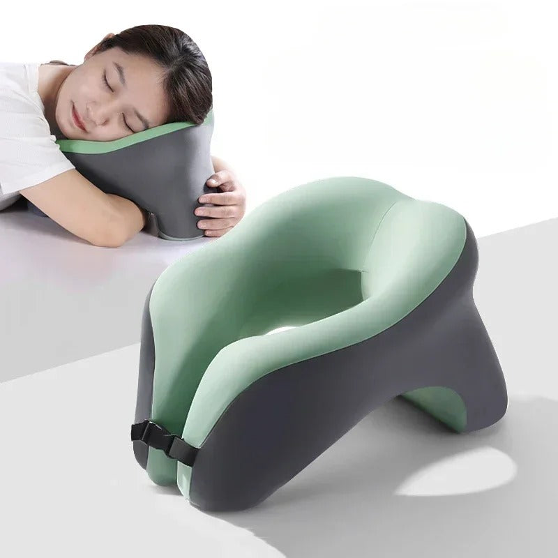 U-Shaped Memory Foam Nap Pillow – Portable Neck Pillow for Office, Travel, and Student Use - Delicate Leather
