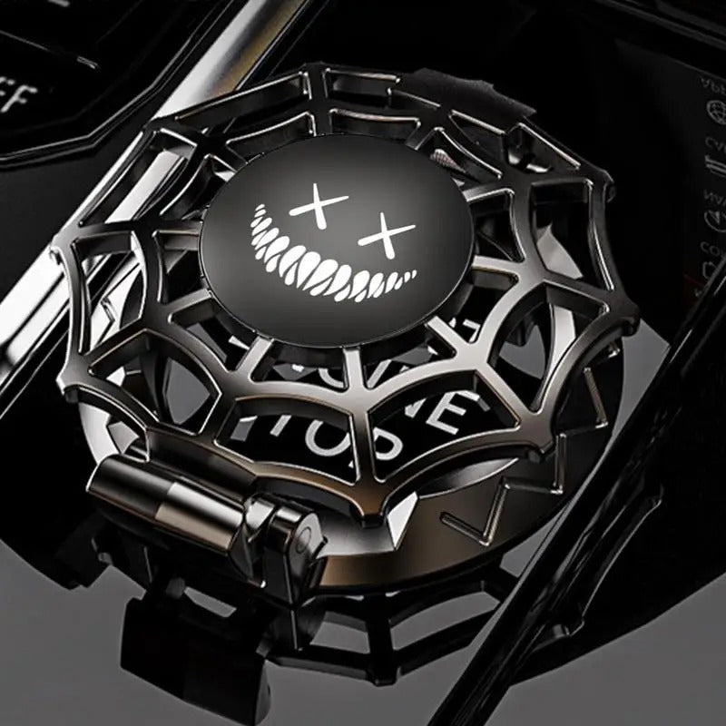 Spider Web Car Ignition Button Cover – Stylish Alloy Protector for Push Start Buttons - Delicate Leather