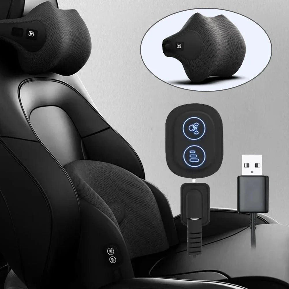 Electric Car Neck & Lumbar Massage Cushion – Smart Ergonomic Support for Office & Car Seats - Delicate Leather