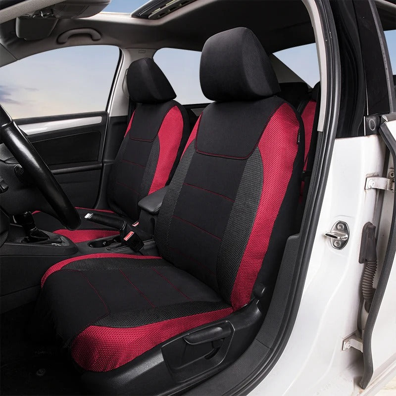 Full Set Car Seat Covers – Polyester Sandwich Material, Universal Fit for 5-Seater Vehicles, Airbag Compatible, for Car - Delicate Leather