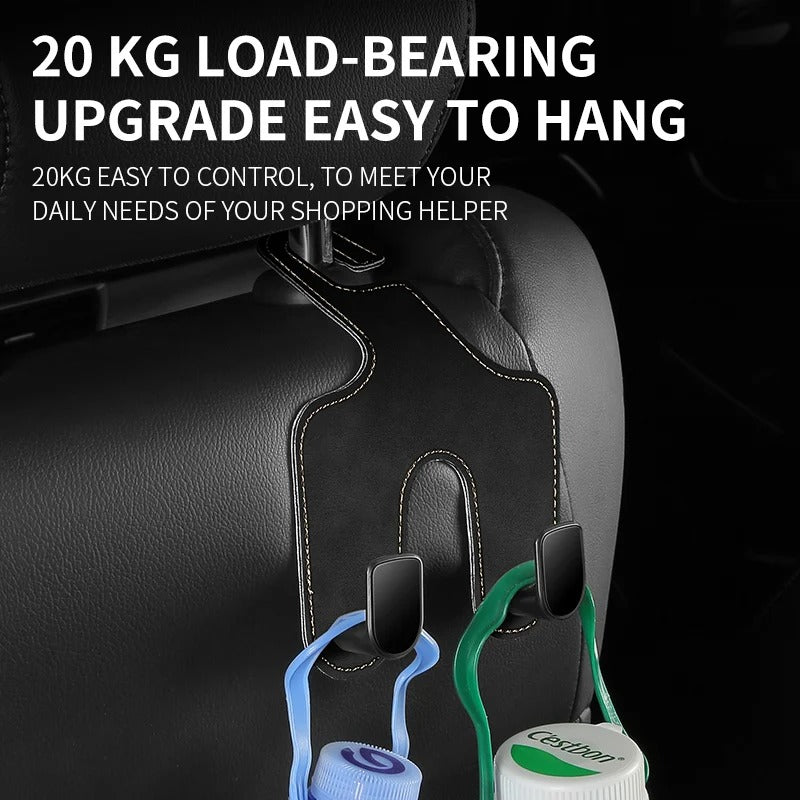 Double Hook Seat Back Storage – Flip Fur Leather Hooks for Car Front Seat - Delicate Leather