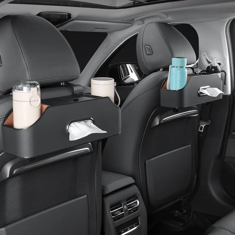 Multifunctional Car Leather Tissue Storage Box - Under Seat, Cute Auto Back Seat Paper Holder with Water Cup Slot, Creative & Portable Design - Delicate Leather