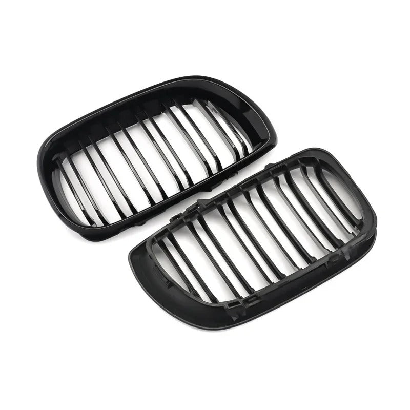 Gloss Black Double Line Kidney Grilles for BMW E46 3-Series (2001-2006 Facelift)