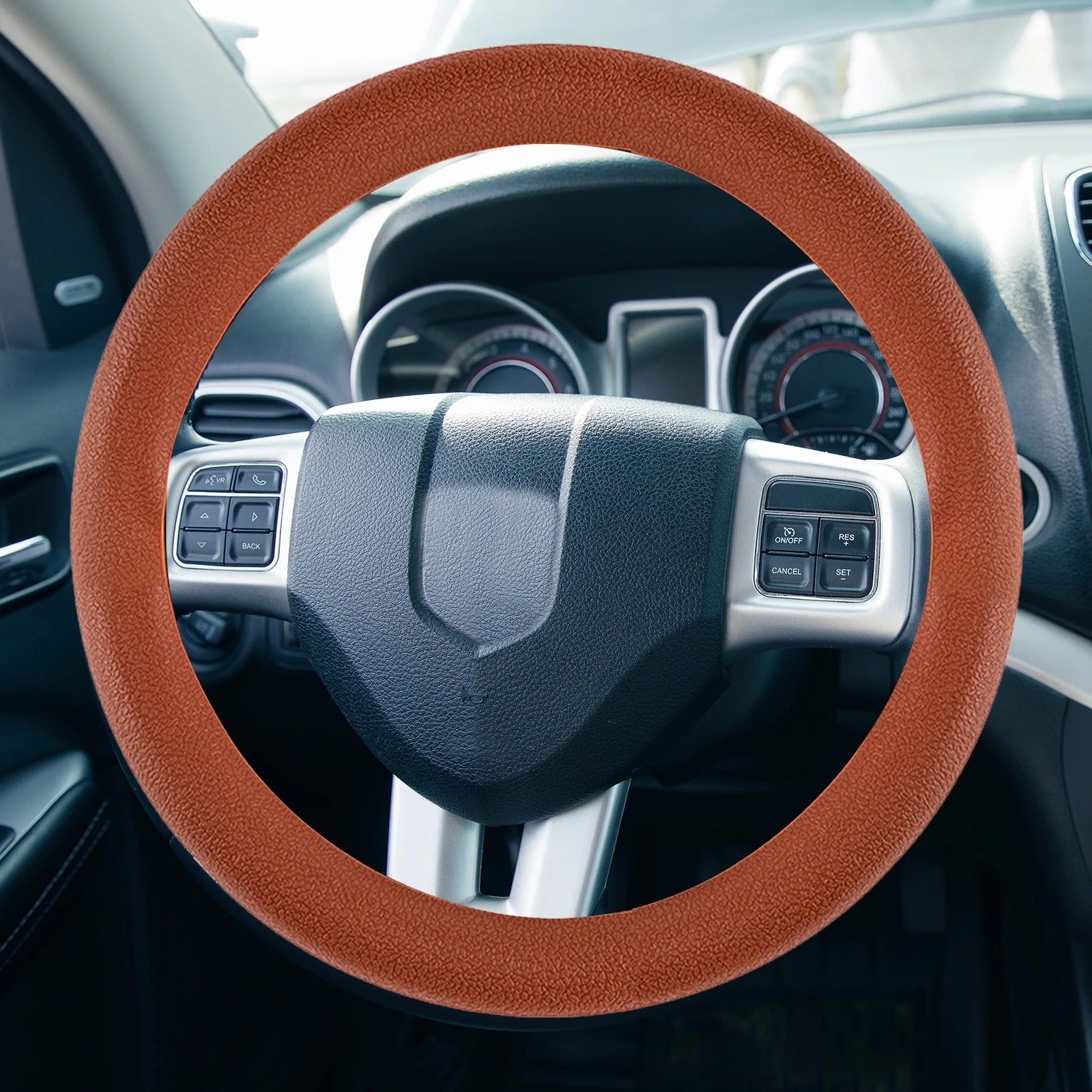 General Motors Universal Silicone Steering Wheel Cover – Brown Protective Cover for Most Cars