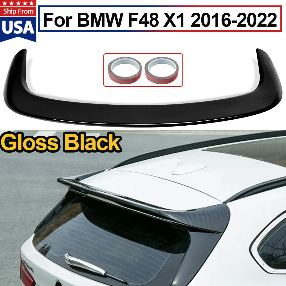 Glossy Black Rear Roof Spoiler Wing Lip for BMW F48 X1 (2016-2022) – AC Style - Delicate Leather