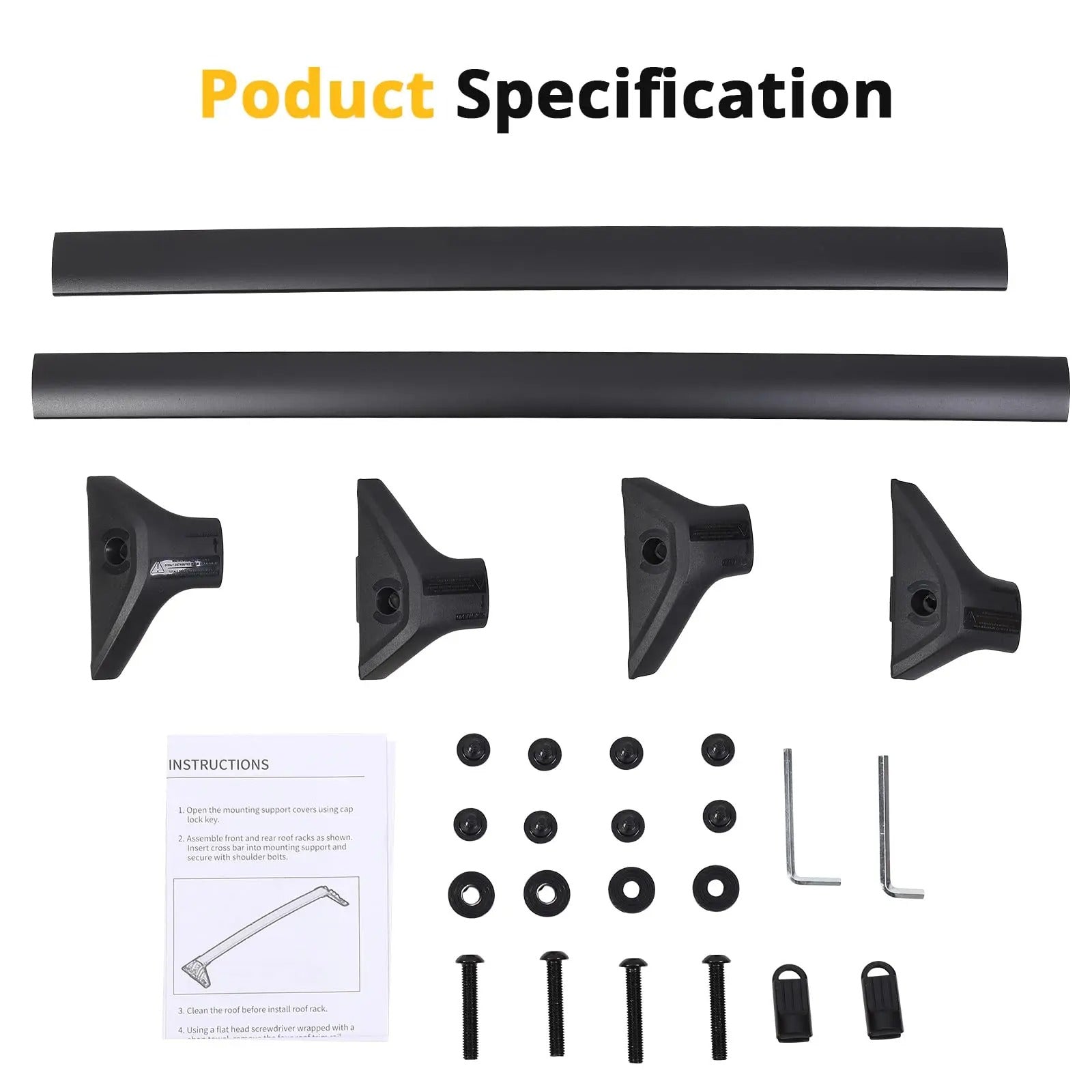 Roof Rack Cross Bars for Toyota RAV4 (2019-2024) - Aluminum Luggage Carrier for Kayaks, Bikes, Canoes, and More