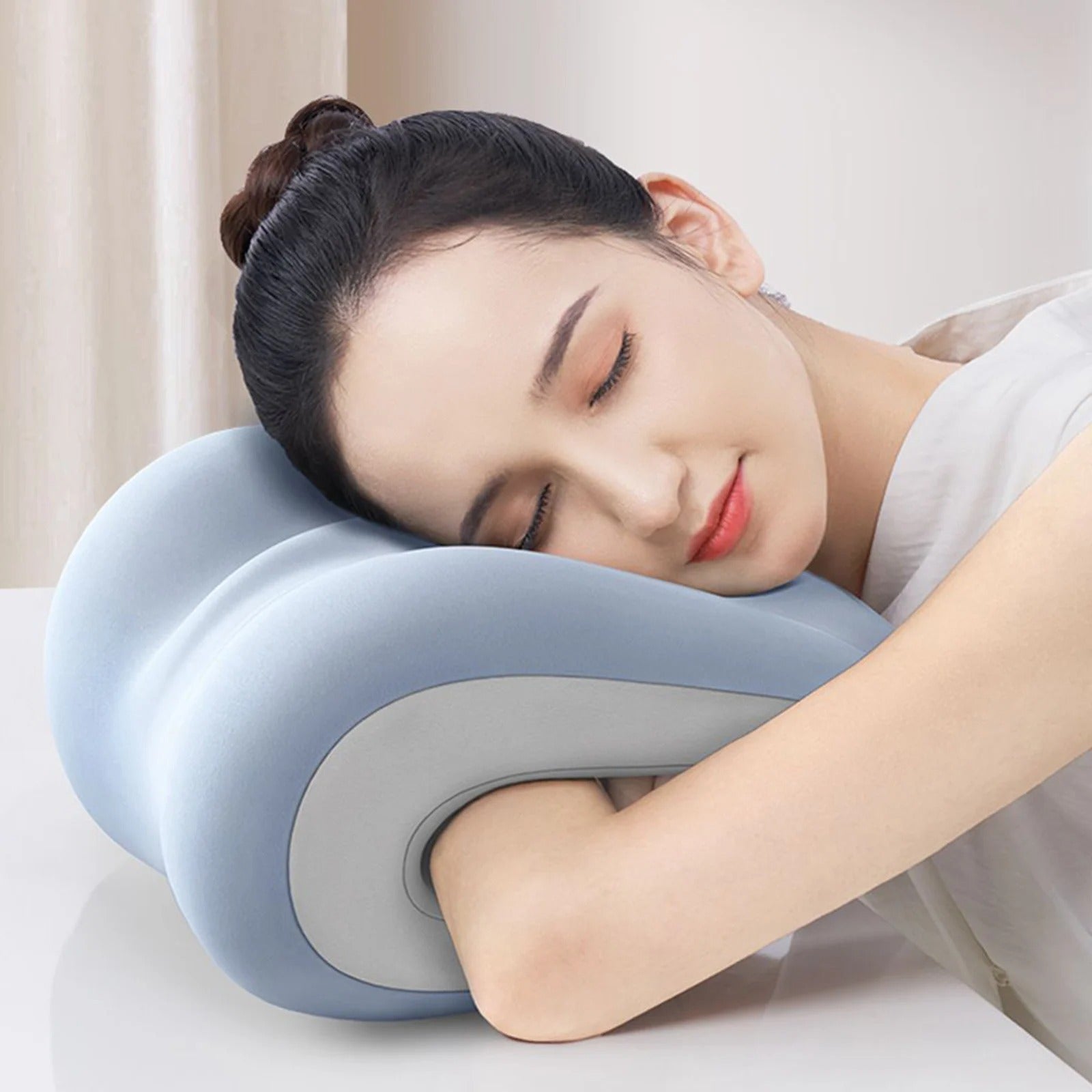Memory Foam Neck Support Pillow – Non-Slip Headrest and Napping Pillow for Adults and Students - Delicate Leather