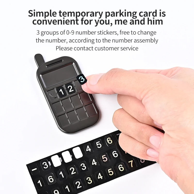 Titanium Alloy Temporary Parking Number Plate – Metal Number Display for Cars & Trucks - Delicate Leather