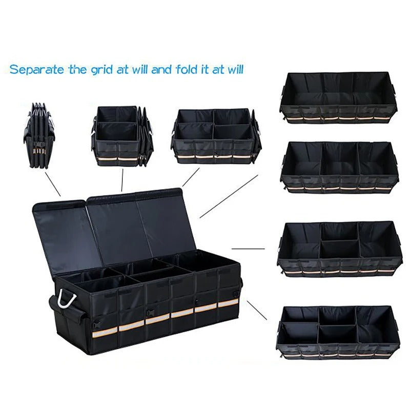 Heavy Duty 100L & 66L Car Trunk Organizer – Foldable, Collapsible Storage Box with Reflective Strip for SUV, Sedan & Truck