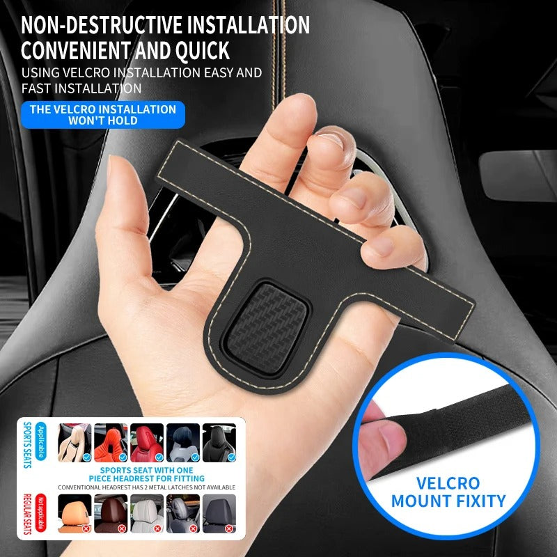 Auto Sport Seat Back Hook – Multi-Functional Widened & Thickened Storage Hook - Delicate Leather