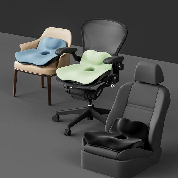 Memory Foam Massage Seat Cushion – Coccyx Support for Office, Car, and Desk Chairs - Delicate Leather