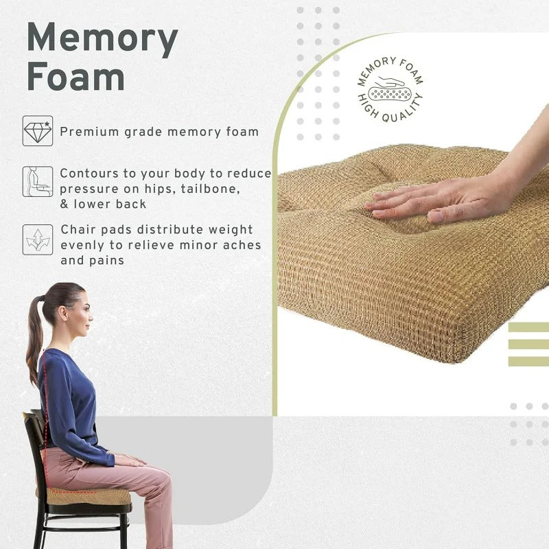 Non-Skid Foam Chair Pads – Bamboo Tan Memory Foam Seat Cushions (Set of 2) - Delicate Leather