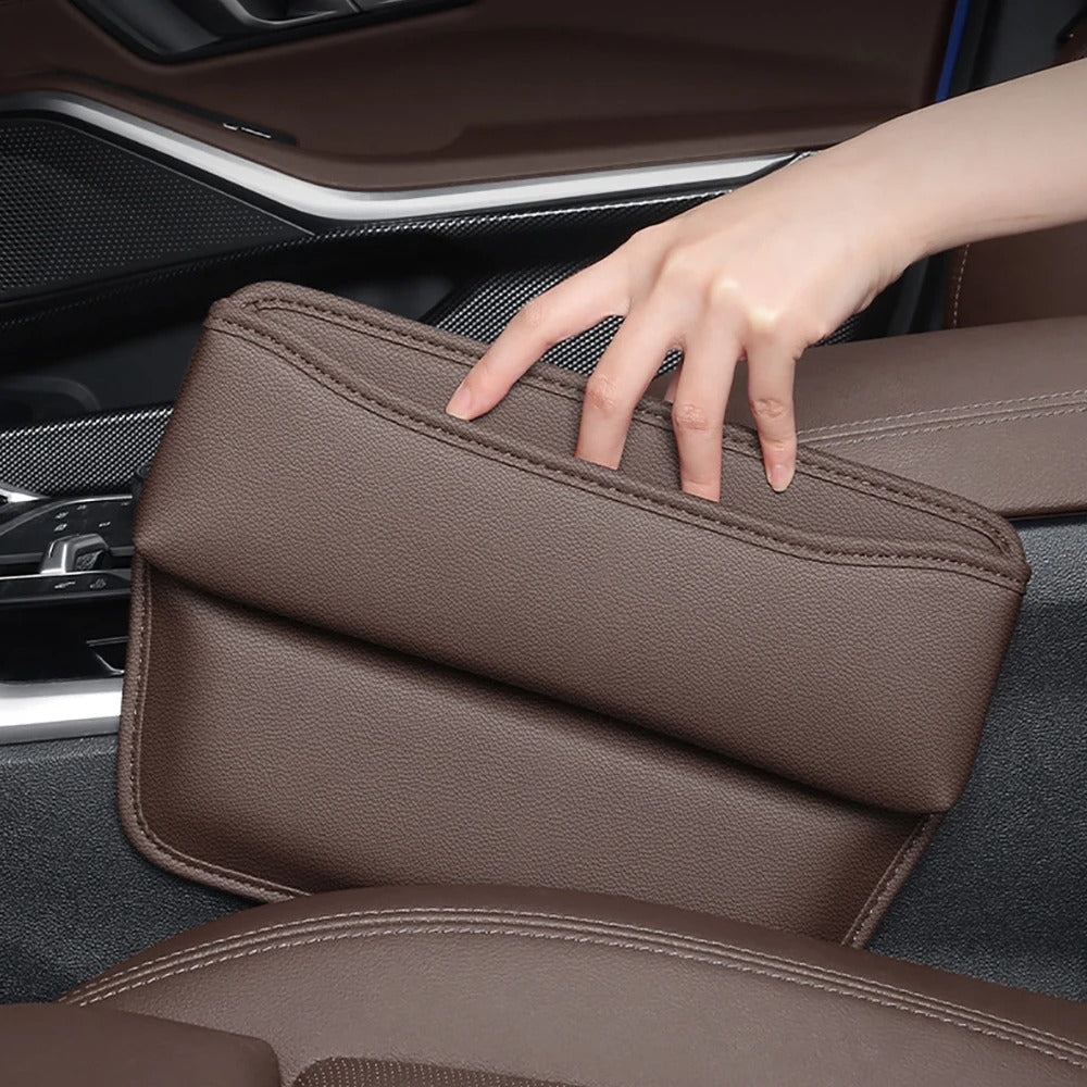 Delicate Leather Car Seat Gap Filler Organizer, Custom Fir For Your Cars, PU Leather Car Organizer Bag - Back Seat Organizer & Side Gap Filler with Storage Box - Delicate Leather