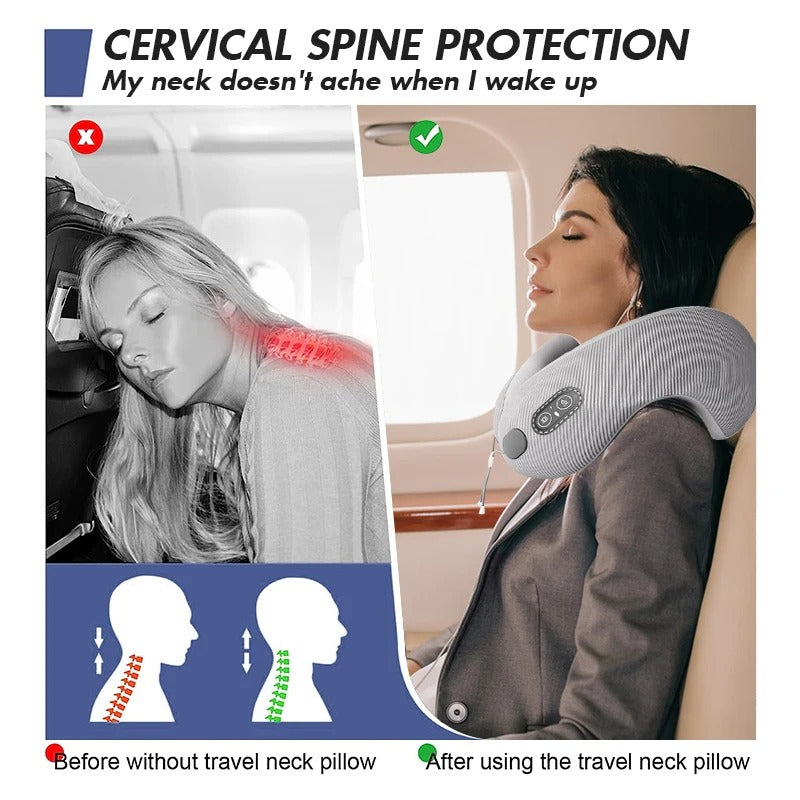 Portable U-Shaped Memory Foam Travel Pillow – Ergonomic Neck Protection and Cervical Support for Adults - Delicate Leather