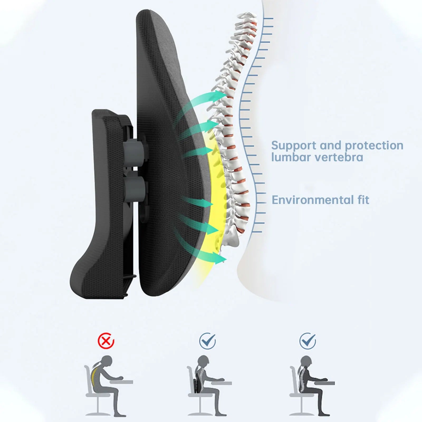 Ergonomic Car Lumbar Support Cushion – Office and Vehicle Back Pillow for Comfort and Pain Relief