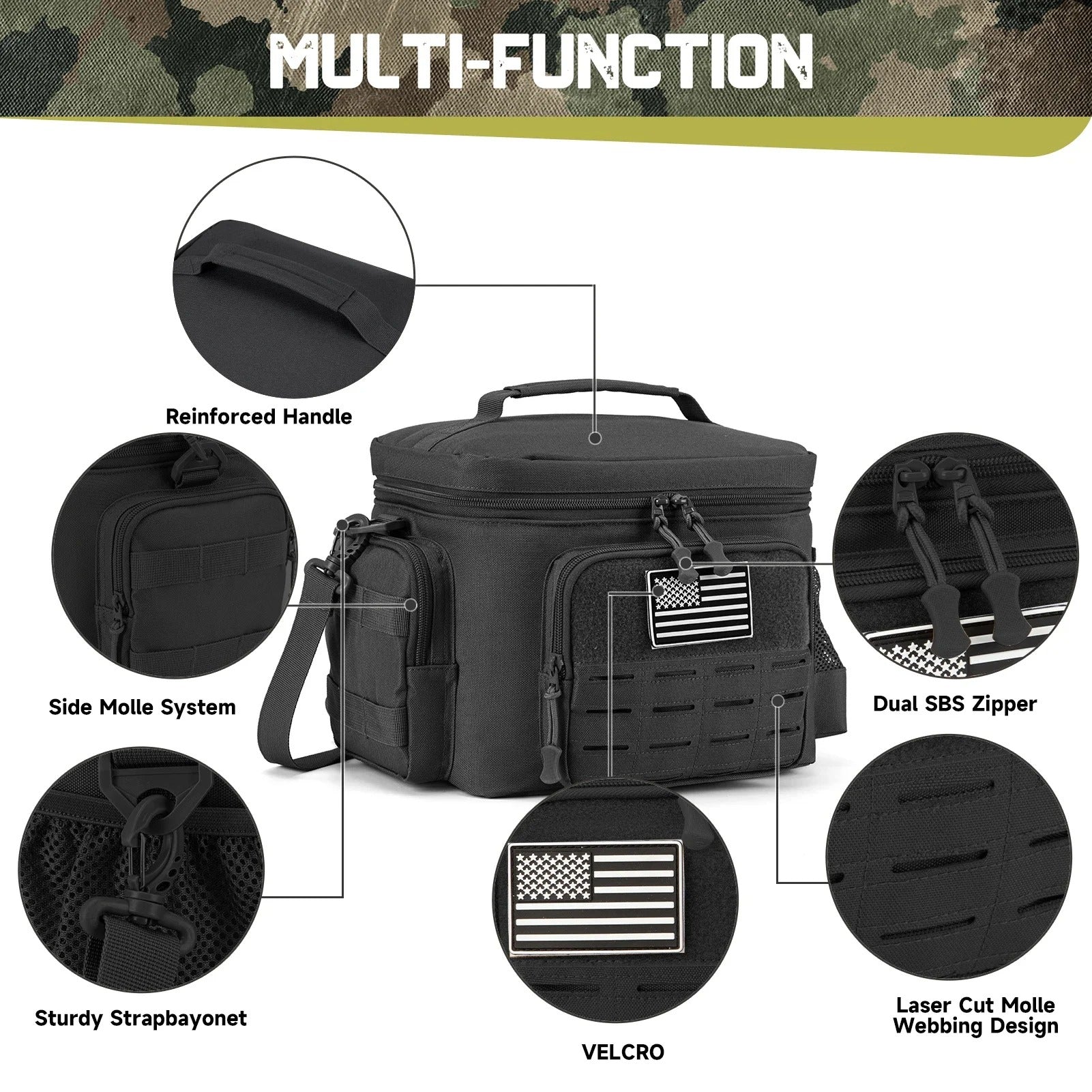 Tactical Heavy Duty Insulated Cooler Bag – Leakproof Lunch Box for Work, Camping, and Outdoor Adventures - Delicate Leather