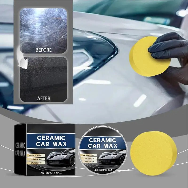 Car Scratch Eraser & Paint Cleaner – 100g Auto Anti-Scratch Wax with Sponge - Delicate Leather