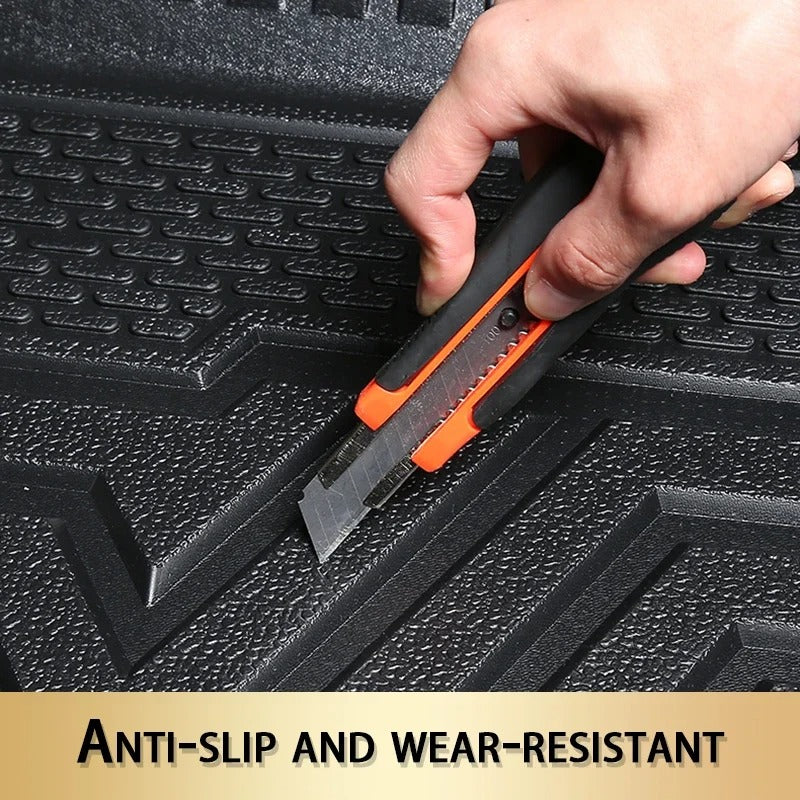 TPE Waterproof Non-Slip Floor Mats for Tesla Model 3/Y (2021-2024) - Full Surround All-Weather Protection - Delicate Leather