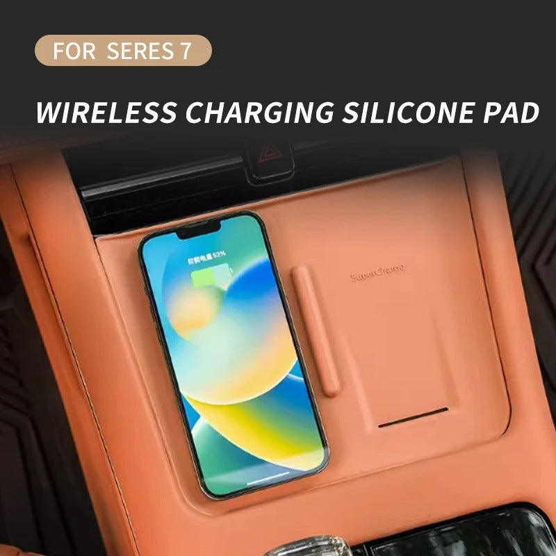 Wireless Charging Silicone Pad – Non-Slip Phone Mat for SERES Huawei AITO M7/M5 - Delicate Leather