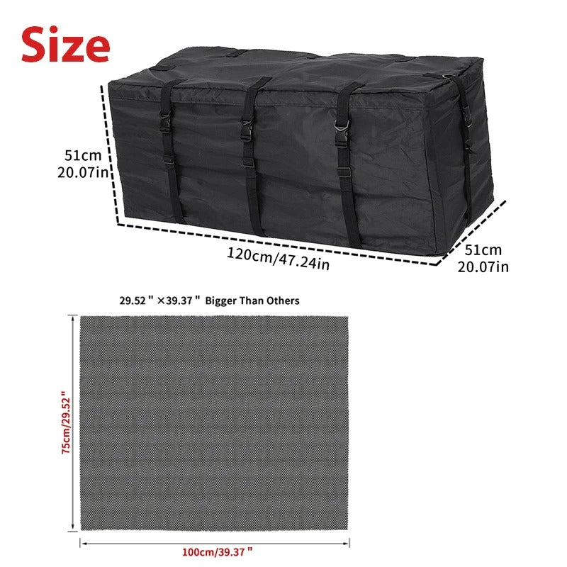 120x51x51cm Waterproof Car Cargo Roof Bag - Durable Rooftop Luggage Carrier for SUVs, Vans & Cars - Delicate Leather