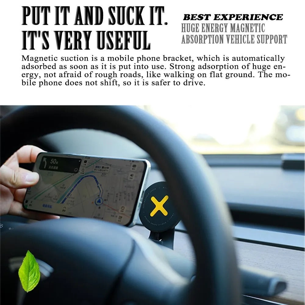 Steering Wheel Magnetic Wireless Phone Holder – Tesla Model 3/Y/S/X - Delicate Leather