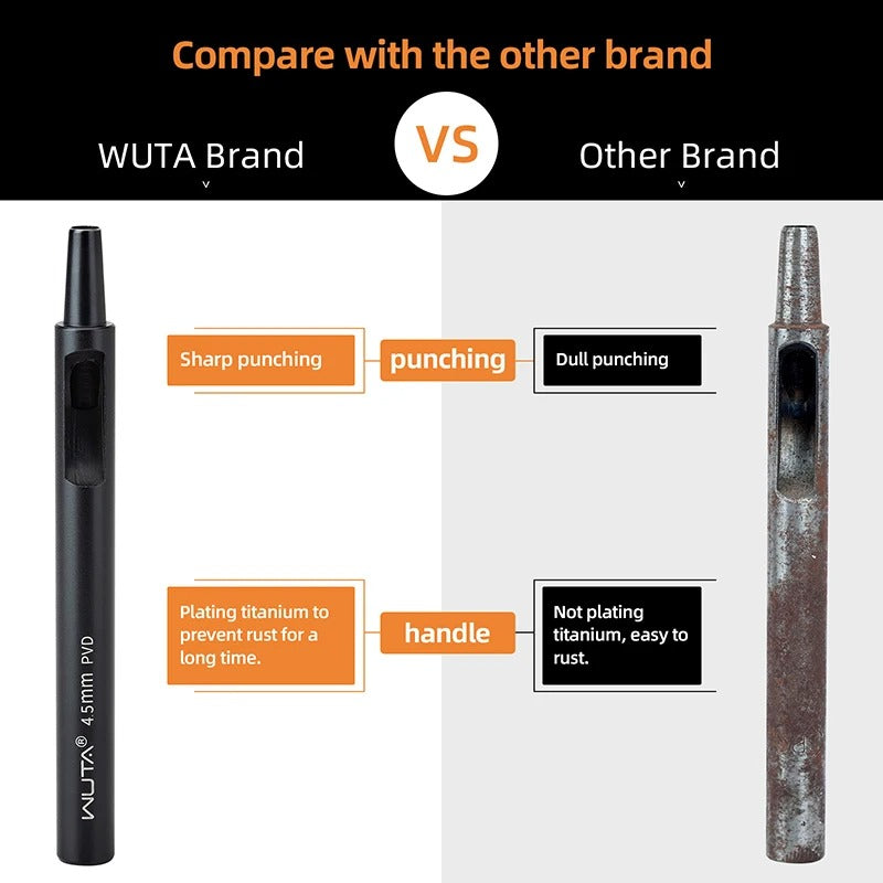 Plating Titanium Leather Hollow Punching Tool Set - Round Hole Puncher for DIY Crafts - Delicate Leather