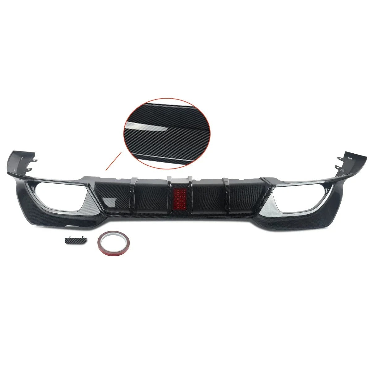 MagicKit Carbon Fiber Look Rear Bumper Diffuser for BMW 3 Series G20/G21 M Sport (2019-2021) – Quad Pipes Style - Delicate Leather