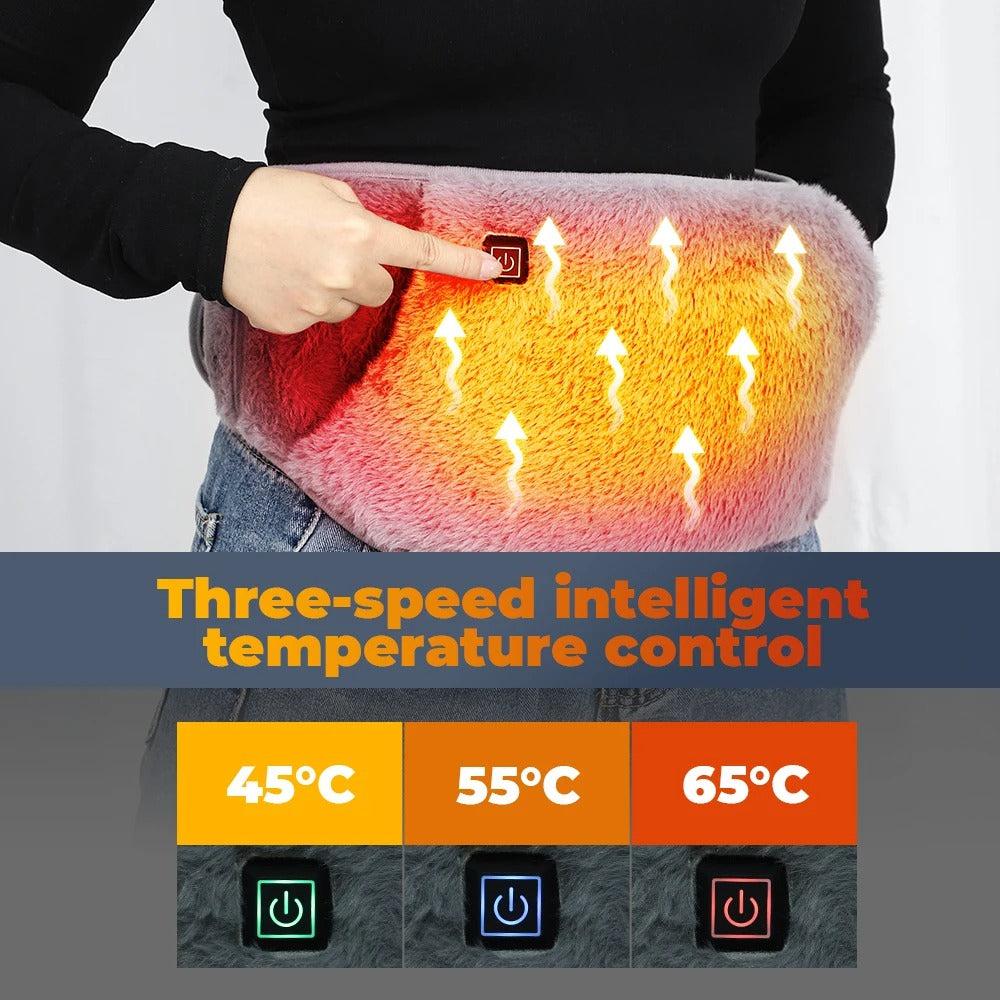 3-Level Electric Graphene Heating Pad - USB Rechargeable Abdominal, Hand, and Waist Warmer - Delicate Leather